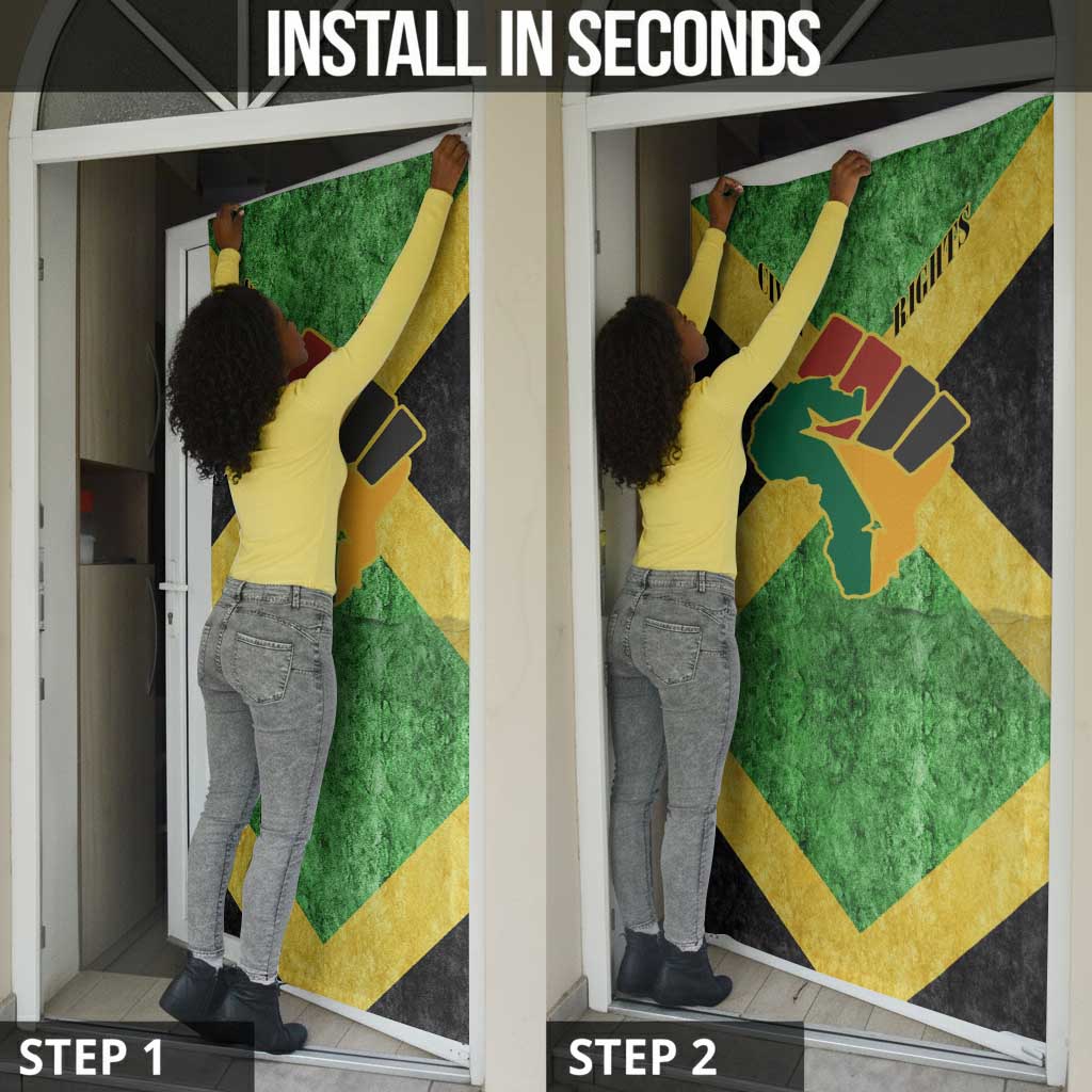 Marcus Garvey Door Cover Jamaican Flag Theme African Fist Civil Rights Symbol Pan African Tribute Design - Wonder Print Shop