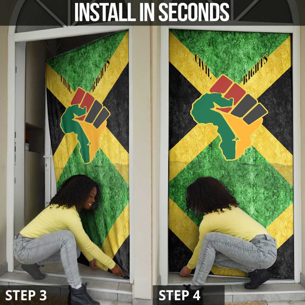 Marcus Garvey Door Cover Jamaican Flag Theme African Fist Civil Rights Symbol Pan African Tribute Design - Wonder Print Shop