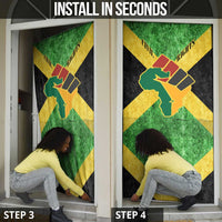 Marcus Garvey Door Cover Jamaican Flag Theme African Fist Civil Rights Symbol Pan African Tribute Design - Wonder Print Shop