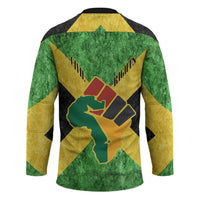 Marcus Garvey Hockey Jersey Jamaican Flag Theme African Fist Civil Rights Symbol Pan African Tribute Design - Wonder Print Shop