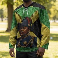 Marcus Garvey Hockey Jersey Jamaican Flag Theme African Fist Civil Rights Symbol Pan African Tribute Design - Wonder Print Shop