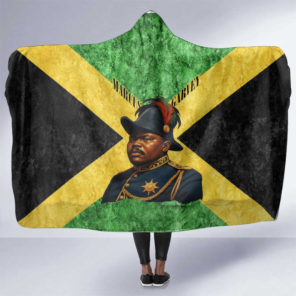 Marcus Garvey Hooded Blanket Jamaican Flag Theme African Fist Civil Rights Symbol Pan African Tribute Design - Wonder Print Shop