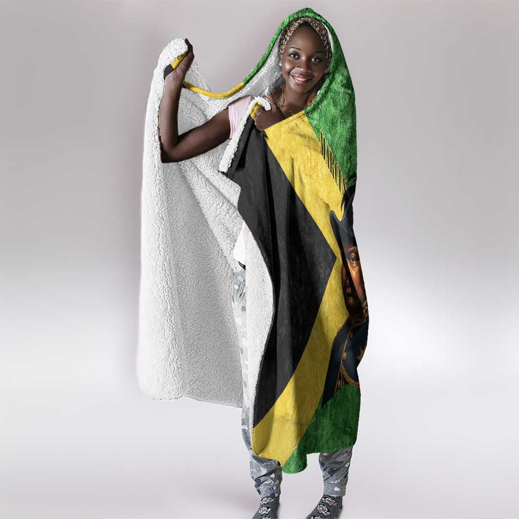 Marcus Garvey Hooded Blanket Jamaican Flag Theme African Fist Civil Rights Symbol Pan African Tribute Design - Wonder Print Shop