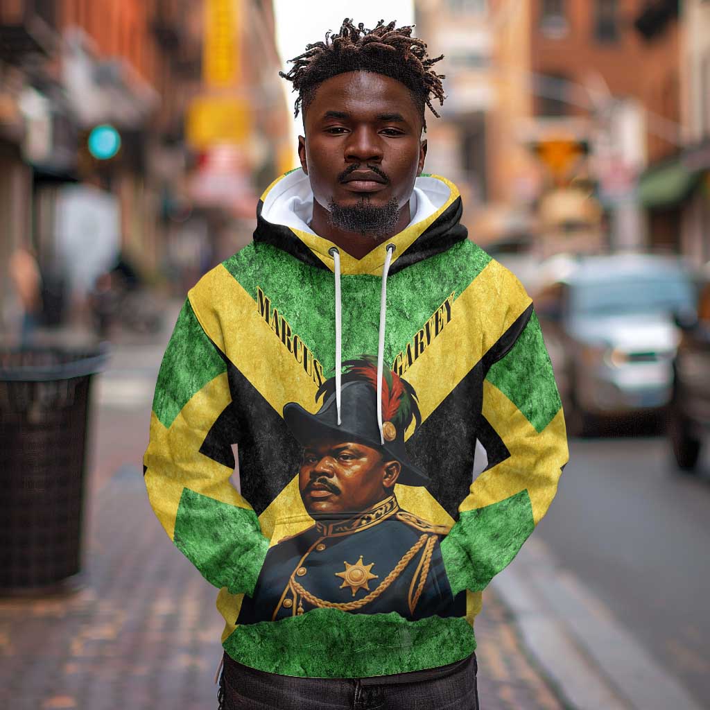 Marcus Garvey Hoodie Jamaican Flag Theme African Fist Civil Rights Symbol Pan African Tribute Design - Wonder Print Shop