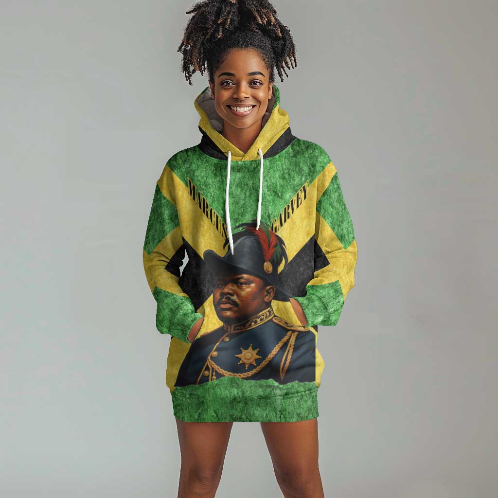 Marcus Garvey Hoodie Dress Jamaican Flag Theme African Fist Civil Rights Symbol Pan African Tribute Design - Wonder Print Shop
