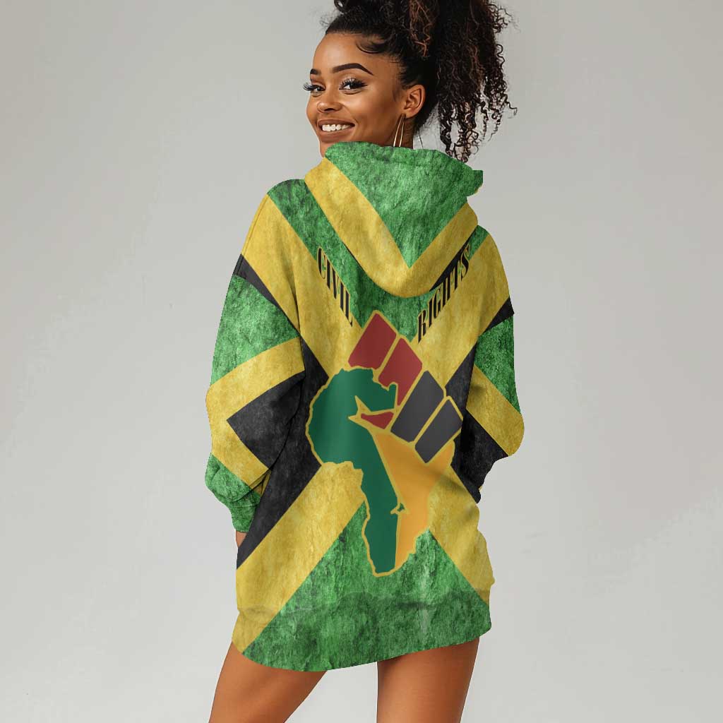 Marcus Garvey Hoodie Dress Jamaican Flag Theme African Fist Civil Rights Symbol Pan African Tribute Design - Wonder Print Shop