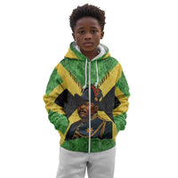 Marcus Garvey Kid Hoodie Jamaican Flag Theme African Fist Civil Rights Symbol Pan African Tribute Design - Wonder Print Shop
