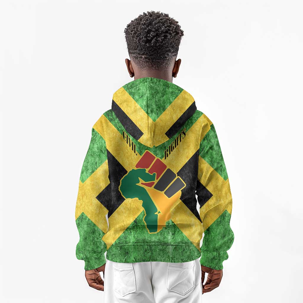 Marcus Garvey Kid Hoodie Jamaican Flag Theme African Fist Civil Rights Symbol Pan African Tribute Design - Wonder Print Shop