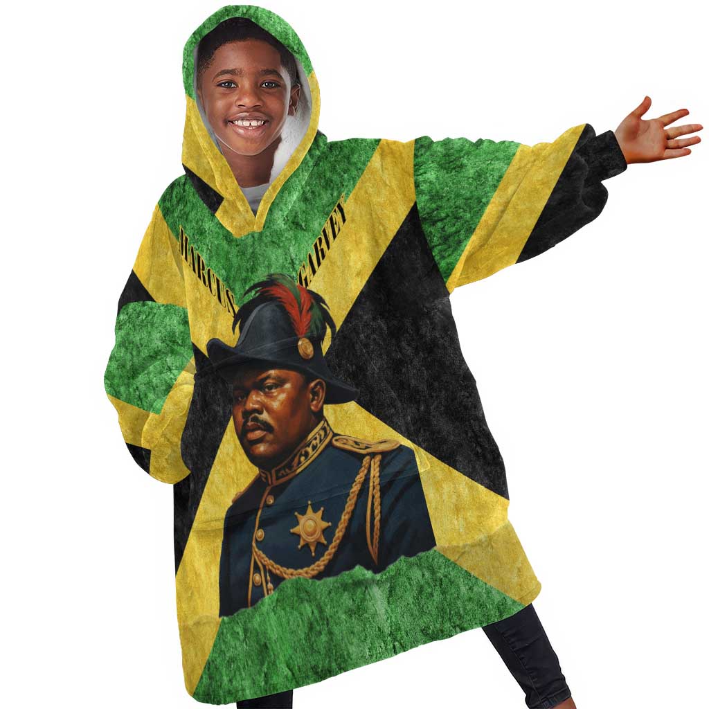Marcus Garvey Kid Wearable Blanket Hoodie Jamaican Flag Theme African Fist Civil Rights Symbol Pan African Tribute Design - Wonder Print Shop