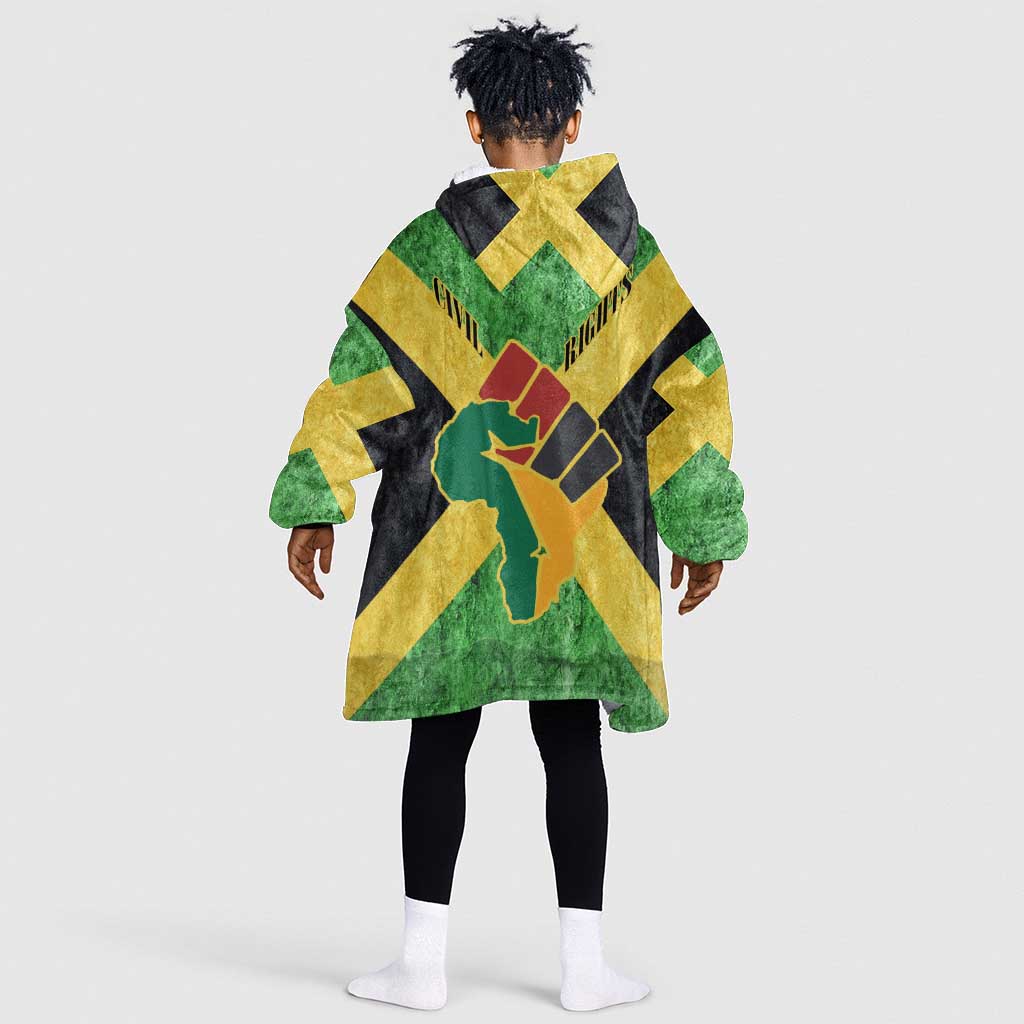 Marcus Garvey Kid Wearable Blanket Hoodie Jamaican Flag Theme African Fist Civil Rights Symbol Pan African Tribute Design - Wonder Print Shop