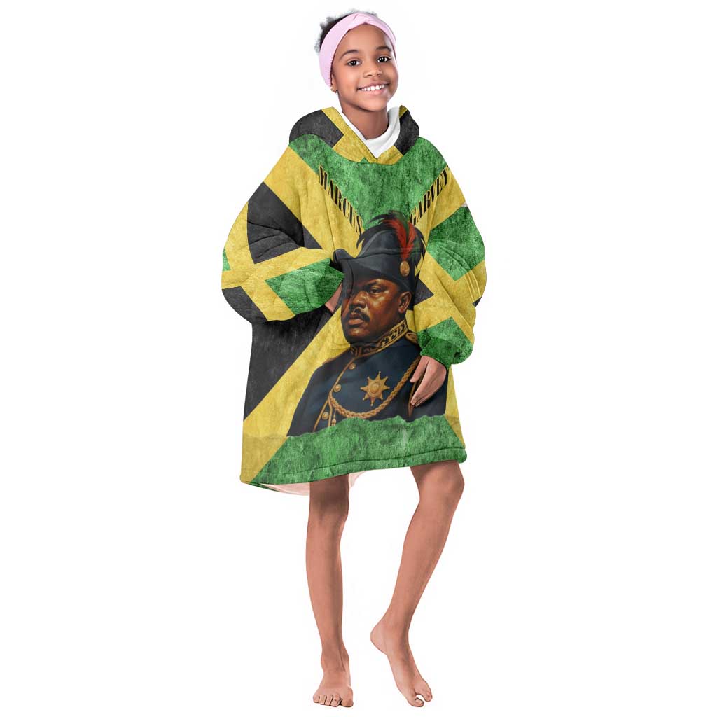 Marcus Garvey Kid Wearable Blanket Hoodie Jamaican Flag Theme African Fist Civil Rights Symbol Pan African Tribute Design - Wonder Print Shop