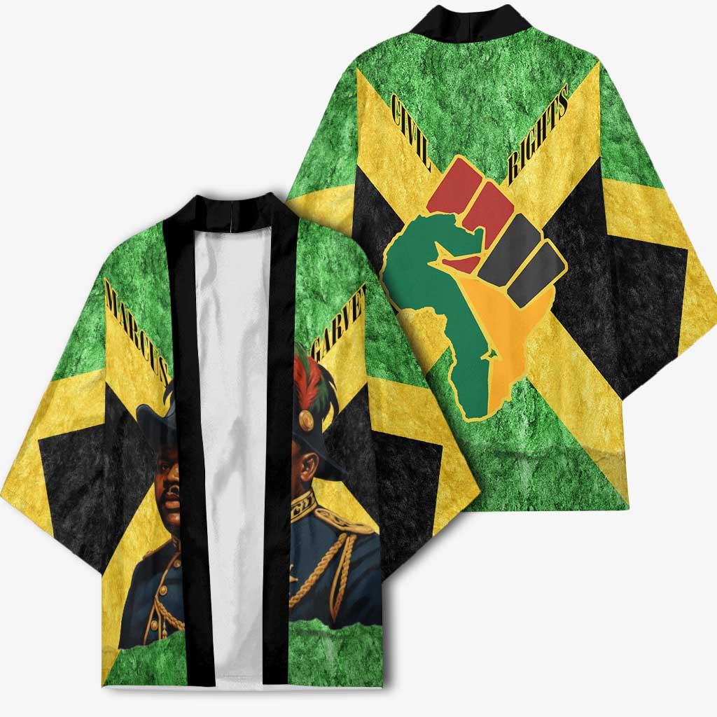 Marcus Garvey Kimono Jamaican Flag Theme African Fist Civil Rights Symbol Pan African Tribute Design - Wonder Print Shop