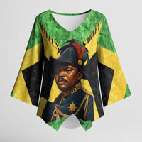 Marcus Garvey Kimono Sleeve Blouse Jamaican Flag Theme African Fist Civil Rights Symbol Pan African Tribute Design - Wonder Print Shop