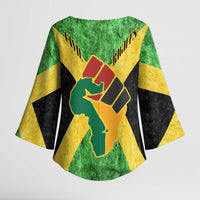 Marcus Garvey Kimono Sleeve Blouse Jamaican Flag Theme African Fist Civil Rights Symbol Pan African Tribute Design - Wonder Print Shop