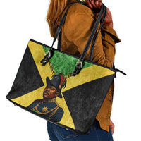 Marcus Garvey Leather Tote Bag Jamaican Flag Theme African Fist Civil Rights Symbol Pan African Tribute Design - Wonder Print Shop