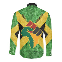 Marcus Garvey Long Sleeve Button Shirt Jamaican Flag Theme African Fist Civil Rights Symbol Pan African Tribute Design - Wonder Print Shop