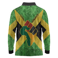 Marcus Garvey Long Sleeve Polo Shirt Jamaican Flag Theme African Fist Civil Rights Symbol Pan African Tribute Design - Wonder Print Shop
