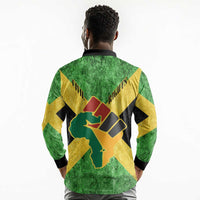 Marcus Garvey Long Sleeve Polo Shirt Jamaican Flag Theme African Fist Civil Rights Symbol Pan African Tribute Design - Wonder Print Shop