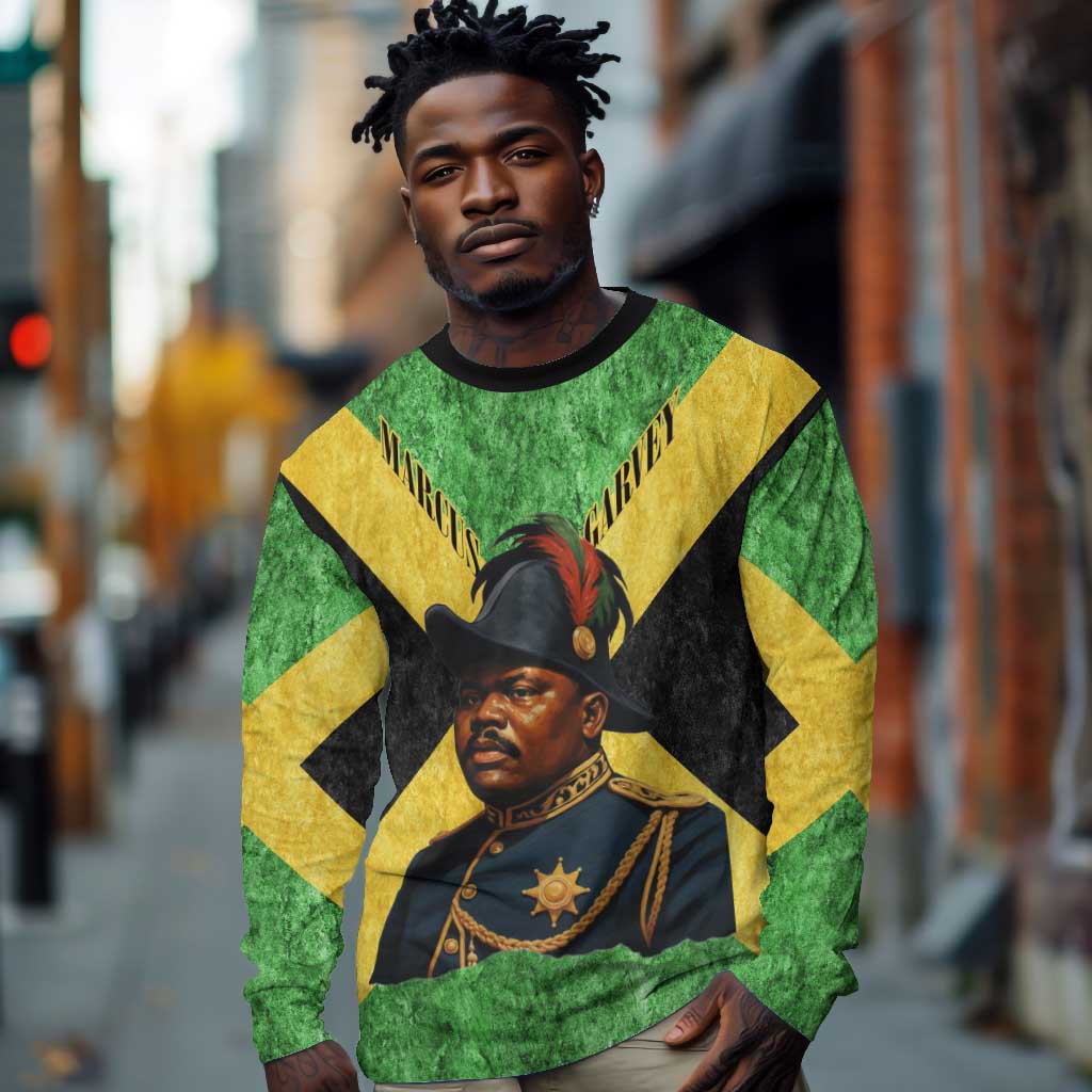 Marcus Garvey Long Sleeve Shirt Jamaican Flag Theme African Fist Civil Rights Symbol Pan African Tribute Design - Wonder Print Shop