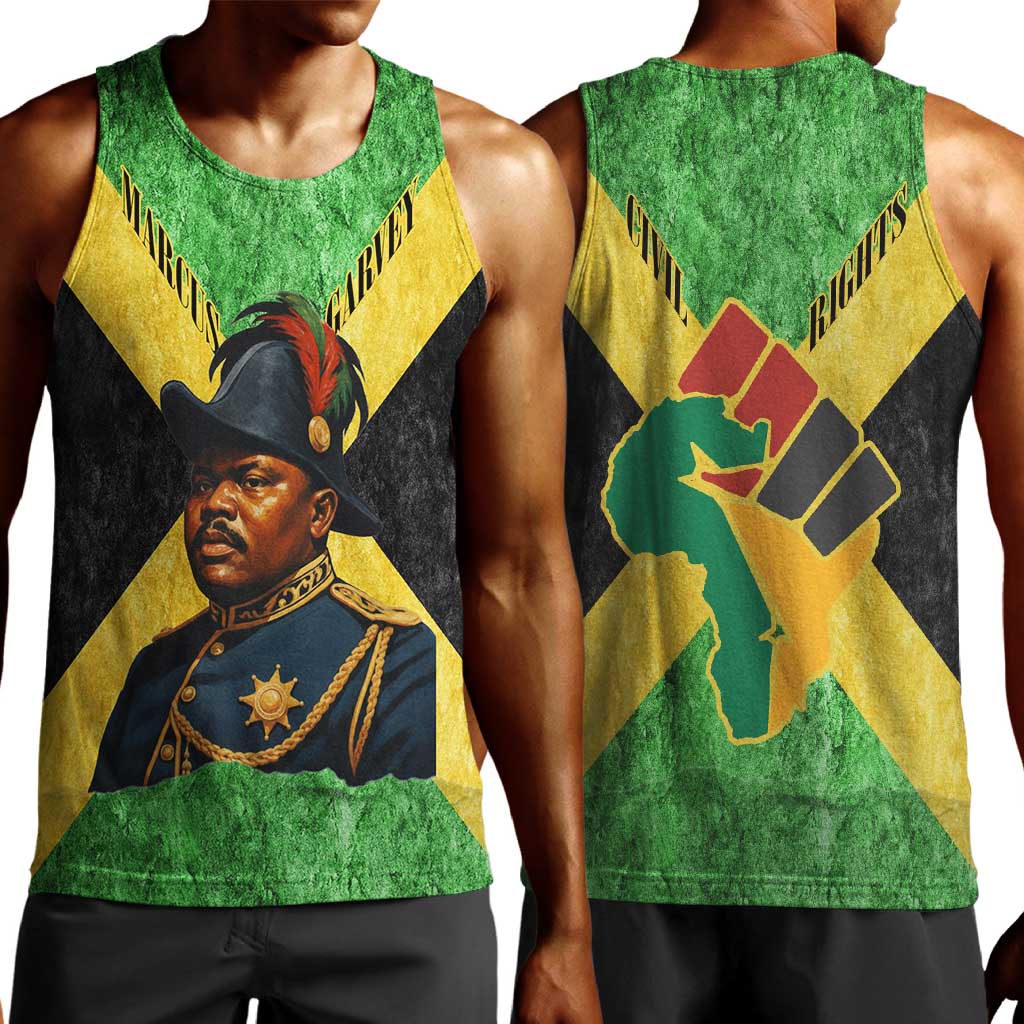 Marcus Garvey Men Tank Top Jamaican Flag Theme African Fist Civil Rights Symbol Pan African Tribute Design - Wonder Print Shop