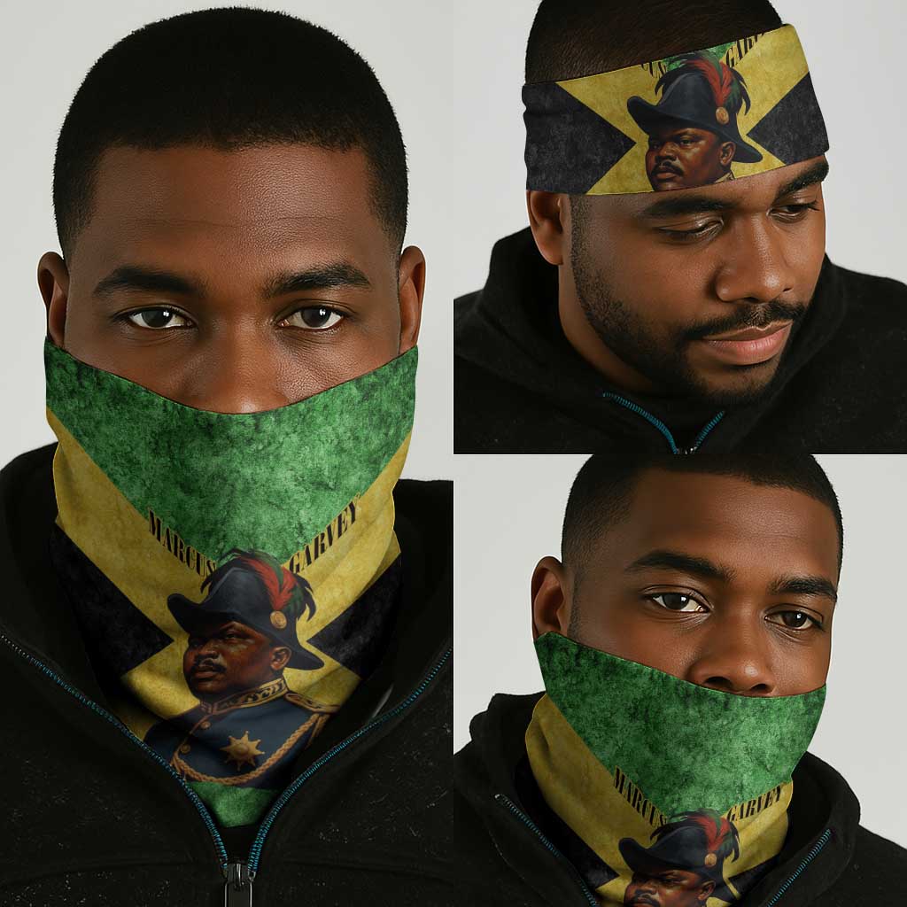 Marcus Garvey Neck Gaiter Jamaican Flag Theme African Fist Civil Rights Symbol Pan African Tribute Design - Wonder Print Shop