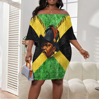 Marcus Garvey Off Shoulder Short Dress Jamaican Flag Theme African Fist Civil Rights Symbol Pan African Tribute Design - Wonder Print Shop