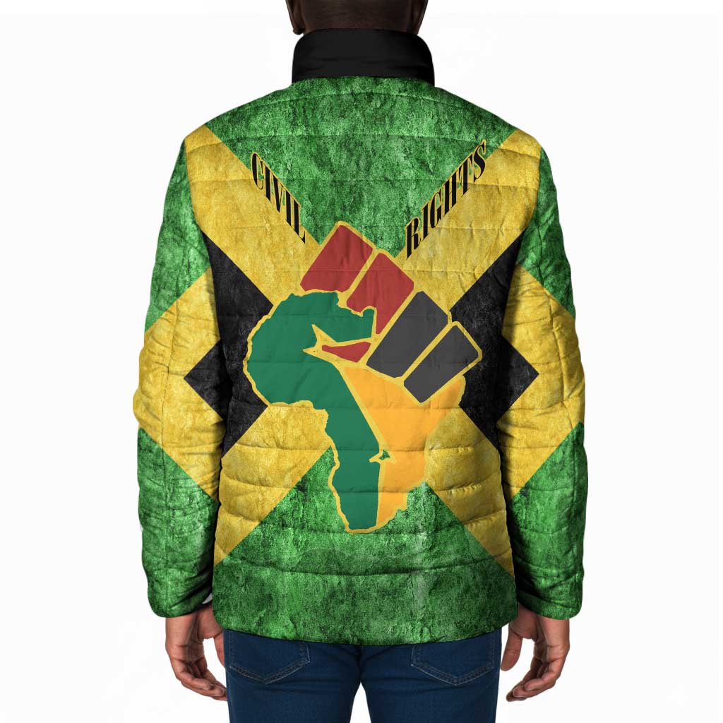 Marcus Garvey Padded Jacket Jamaican Flag Theme African Fist Civil Rights Symbol Pan African Tribute Design - Wonder Print Shop