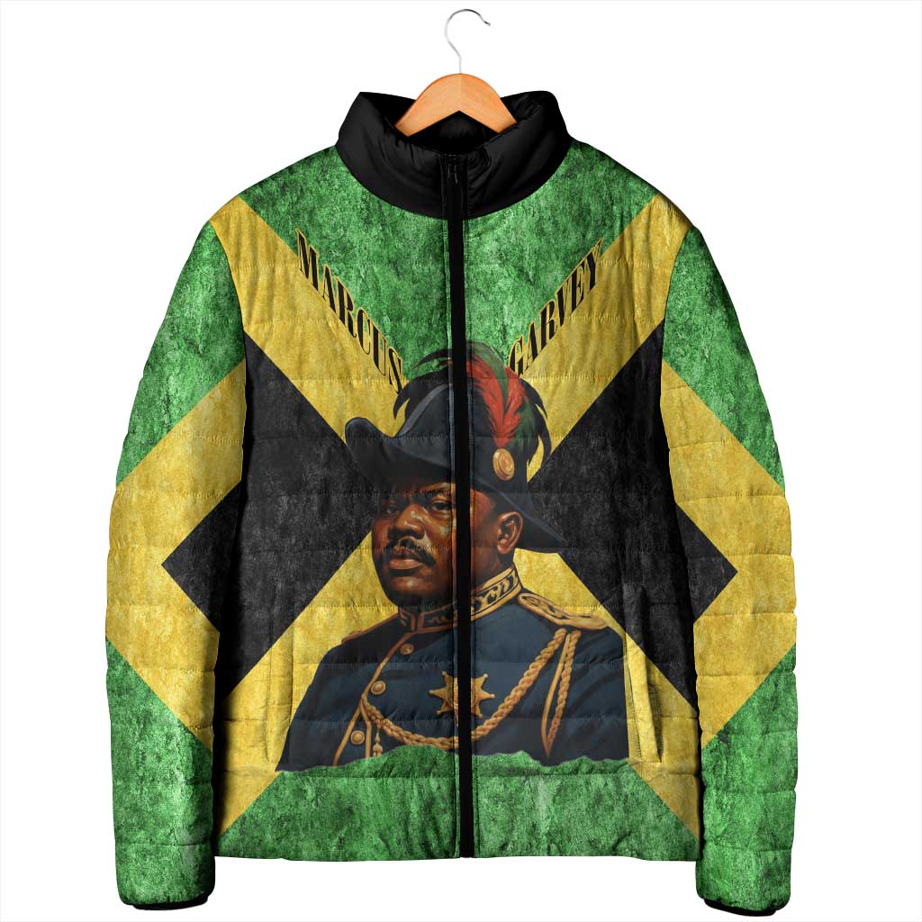 Marcus Garvey Padded Jacket Jamaican Flag Theme African Fist Civil Rights Symbol Pan African Tribute Design - Wonder Print Shop