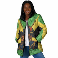 Marcus Garvey Padded Jacket Jamaican Flag Theme African Fist Civil Rights Symbol Pan African Tribute Design - Wonder Print Shop