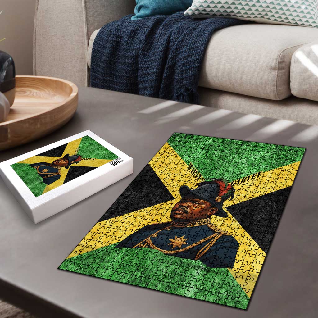 Marcus Garvey Puzzle Jamaican Flag Theme African Fist Civil Rights Symbol Pan African Tribute Design - Wonder Print Shop