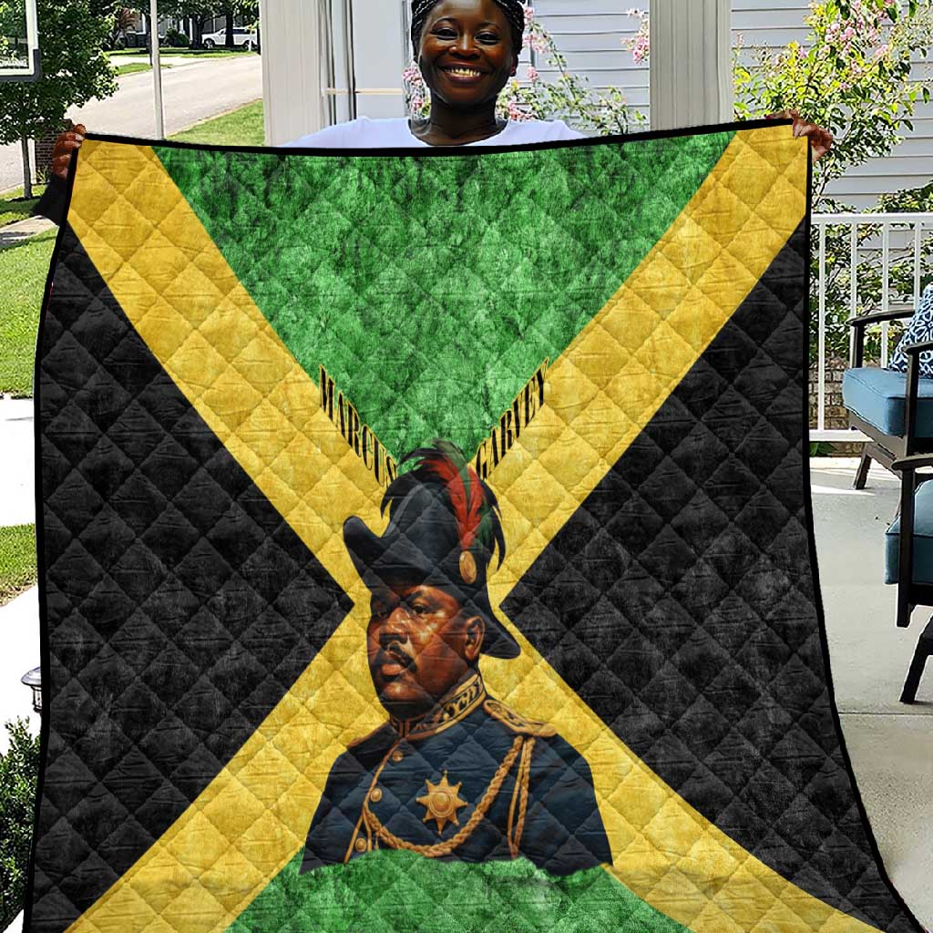 Marcus Garvey Quilt Jamaican Flag Theme African Fist Civil Rights Symbol Pan African Tribute Design - Wonder Print Shop