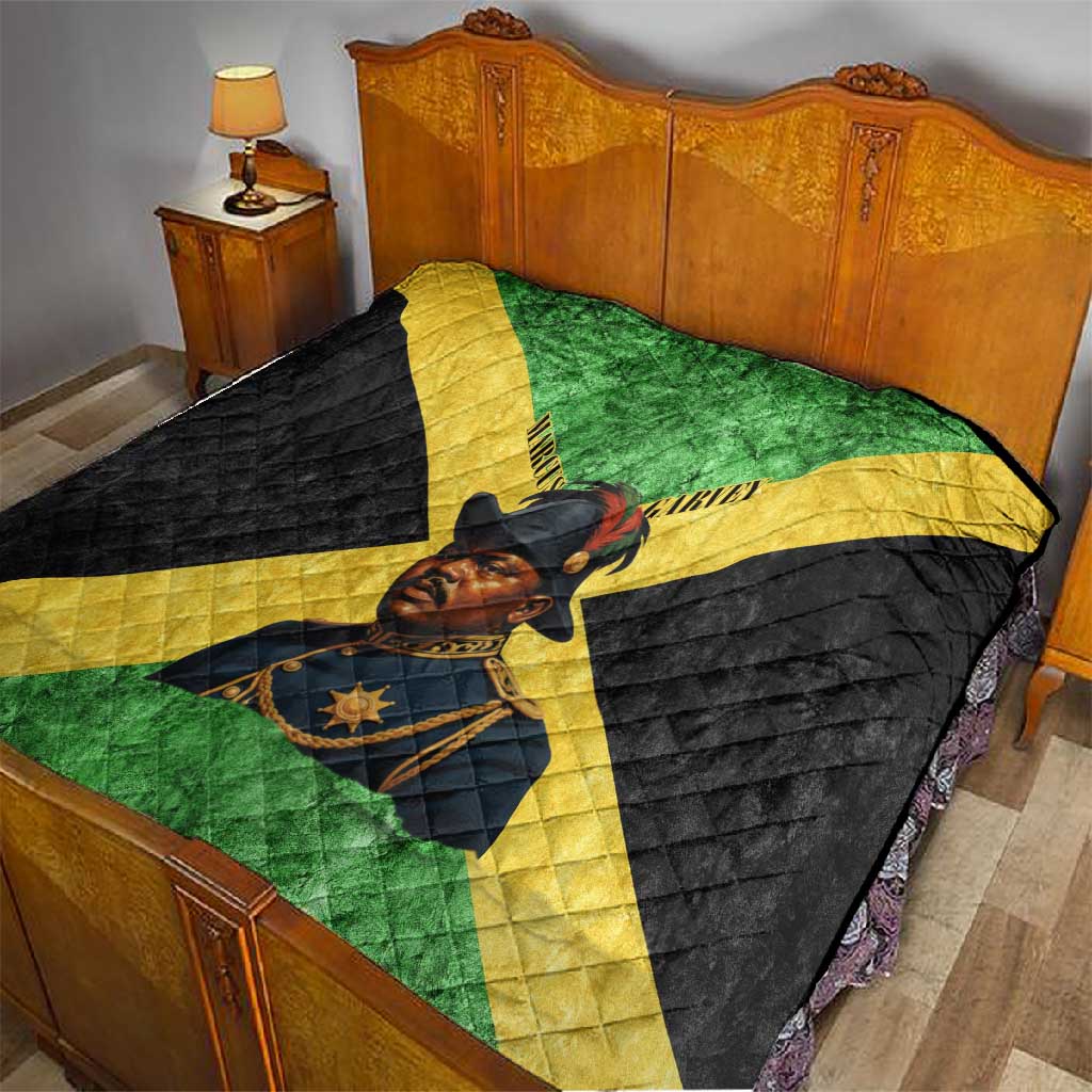 Marcus Garvey Quilt Jamaican Flag Theme African Fist Civil Rights Symbol Pan African Tribute Design - Wonder Print Shop