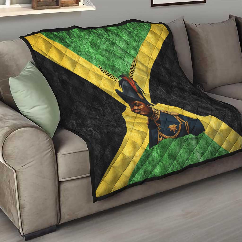 Marcus Garvey Quilt Jamaican Flag Theme African Fist Civil Rights Symbol Pan African Tribute Design - Wonder Print Shop