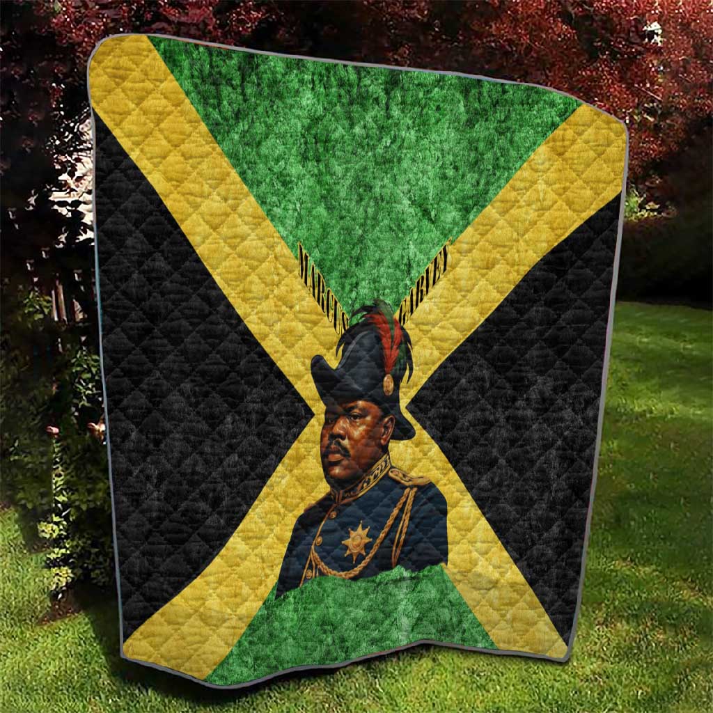 Marcus Garvey Quilt Jamaican Flag Theme African Fist Civil Rights Symbol Pan African Tribute Design - Wonder Print Shop