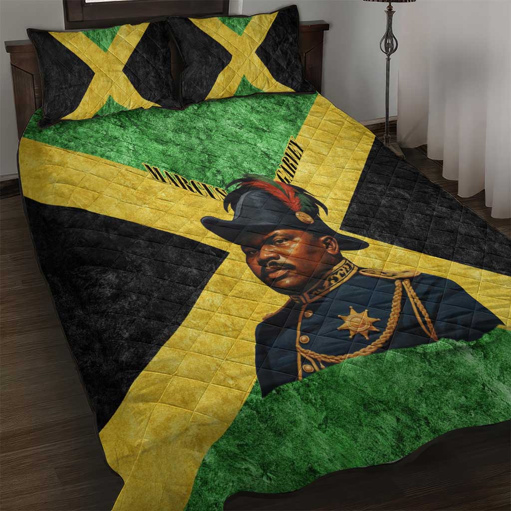 Marcus Garvey Quilt Bed Set Jamaican Flag Theme African Fist Civil Rights Symbol Pan African Tribute Design - Wonder Print Shop