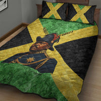 Marcus Garvey Quilt Bed Set Jamaican Flag Theme African Fist Civil Rights Symbol Pan African Tribute Design - Wonder Print Shop