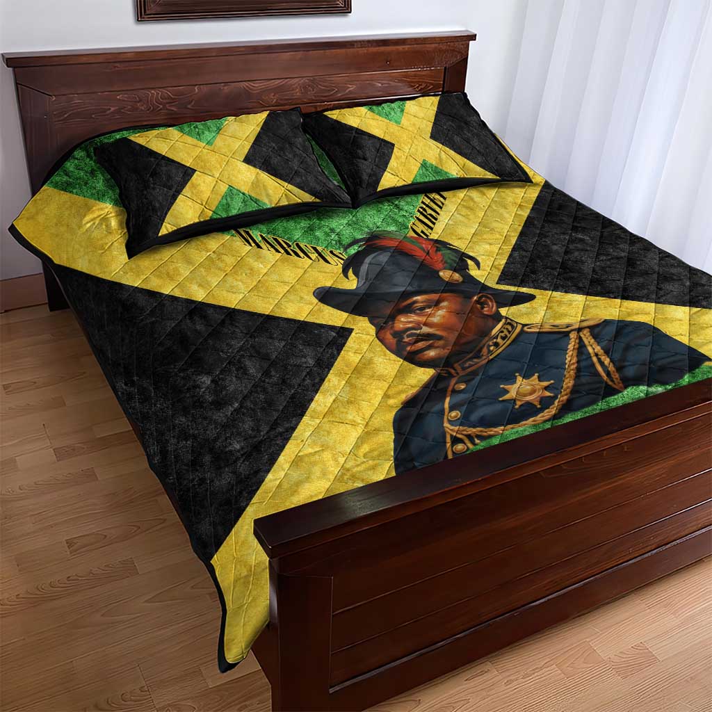 Marcus Garvey Quilt Bed Set Jamaican Flag Theme African Fist Civil Rights Symbol Pan African Tribute Design - Wonder Print Shop