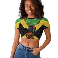 Marcus Garvey Raglan Cropped T shirt Jamaican Flag Theme African Fist Civil Rights Symbol Pan African Tribute Design TS04