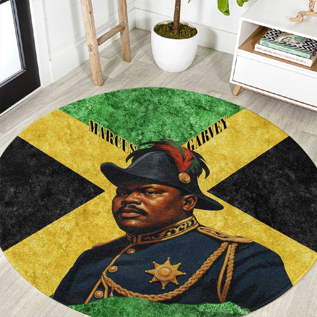 Marcus Garvey Round Carpet Jamaican Flag Theme African Fist Civil Rights Symbol Pan African Tribute Design - Wonder Print Shop