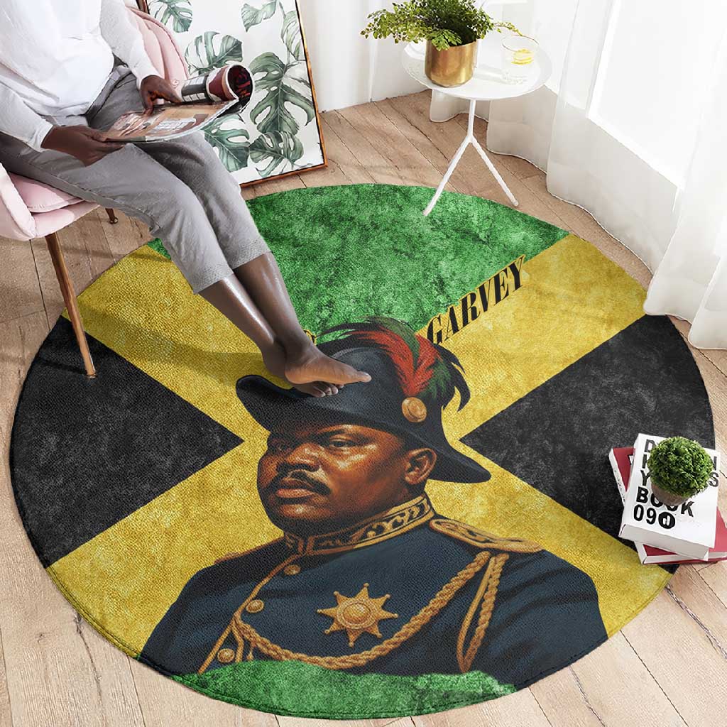 Marcus Garvey Round Carpet Jamaican Flag Theme African Fist Civil Rights Symbol Pan African Tribute Design - Wonder Print Shop