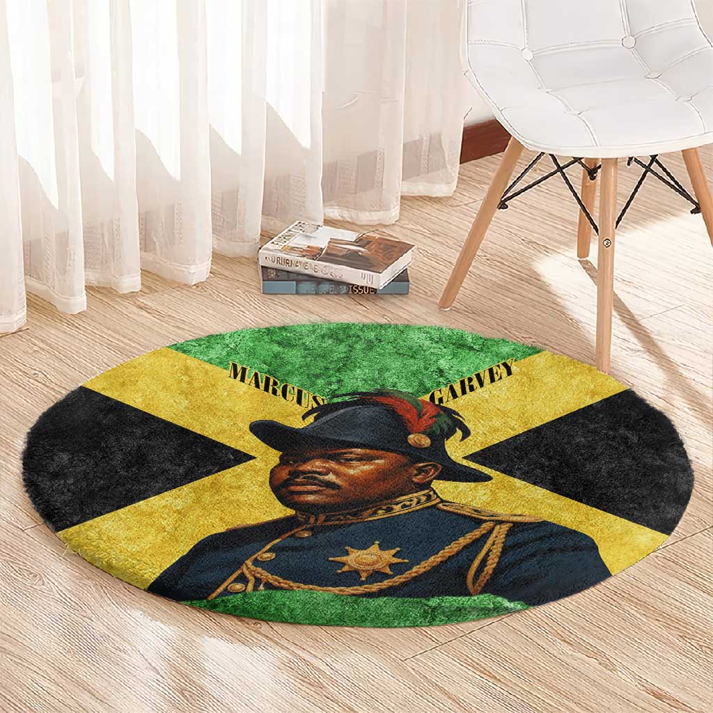 Marcus Garvey Round Carpet Jamaican Flag Theme African Fist Civil Rights Symbol Pan African Tribute Design - Wonder Print Shop