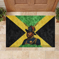 Marcus Garvey Rubber Doormat Jamaican Flag Theme African Fist Civil Rights Symbol Pan African Tribute Design - Wonder Print Shop