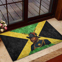 Marcus Garvey Rubber Doormat Jamaican Flag Theme African Fist Civil Rights Symbol Pan African Tribute Design - Wonder Print Shop