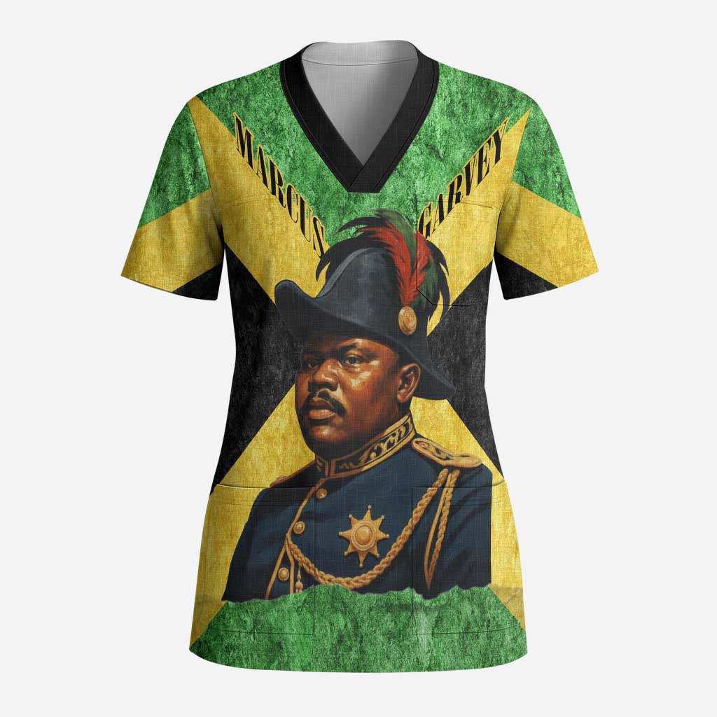 Marcus Garvey Scrub Top Jamaican Flag Theme African Fist Civil Rights Symbol Pan African Tribute Design - Wonder Print Shop