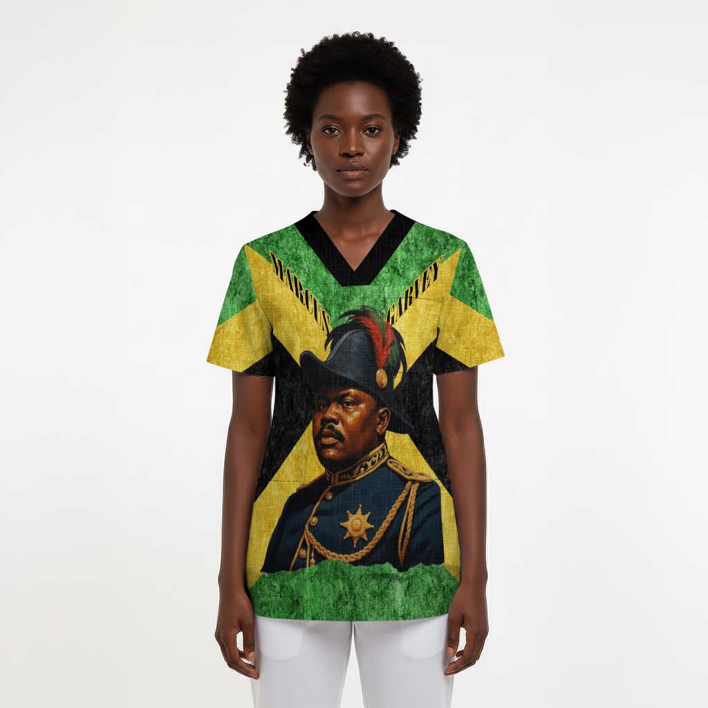 Marcus Garvey Scrub Top Jamaican Flag Theme African Fist Civil Rights Symbol Pan African Tribute Design - Wonder Print Shop