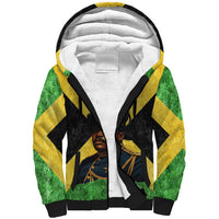 Marcus Garvey Sherpa Hoodie Jamaican Flag Theme African Fist Civil Rights Symbol Pan African Tribute Design - Wonder Print Shop
