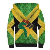Marcus Garvey Sherpa Hoodie Jamaican Flag Theme African Fist Civil Rights Symbol Pan African Tribute Design - Wonder Print Shop