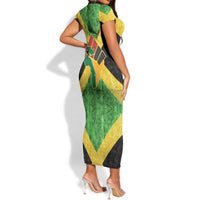 Marcus Garvey Short Sleeve Bodycon Dress Jamaican Flag Theme African Fist Civil Rights Symbol Pan African Tribute Design TS04