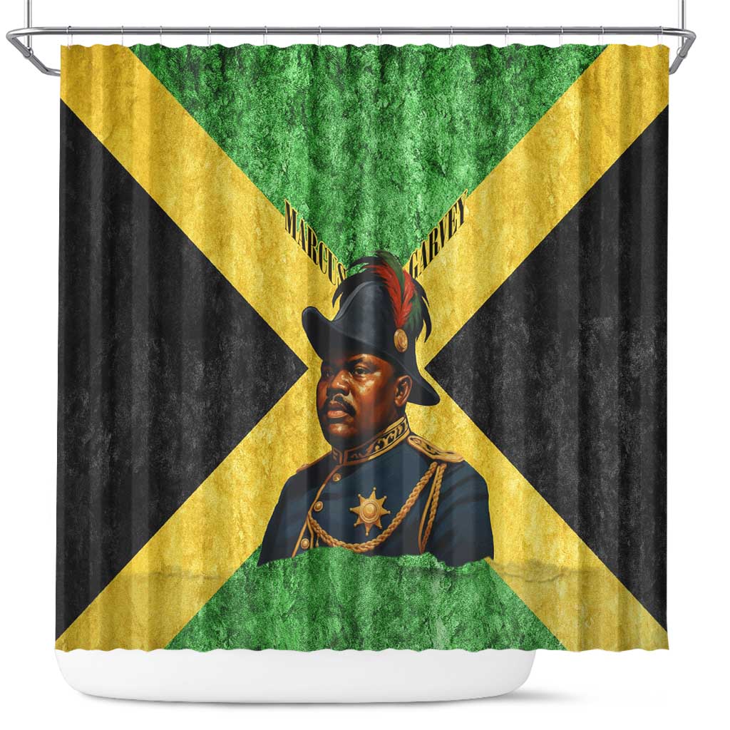 Marcus Garvey Shower Curtain Jamaican Flag Theme African Fist Civil Rights Symbol Pan African Tribute Design - Wonder Print Shop