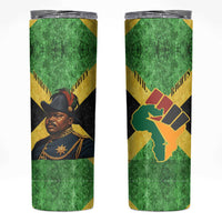Marcus Garvey Skinny Tumbler Jamaican Flag Theme African Fist Civil Rights Symbol Pan African Tribute Design - Wonder Print Shop
